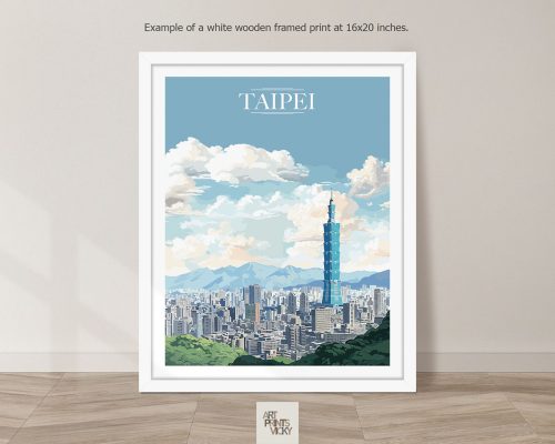 Taipei Travel Print as white frame print