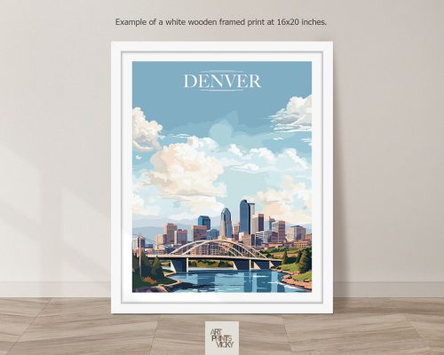 Denver City Poster as white frame print