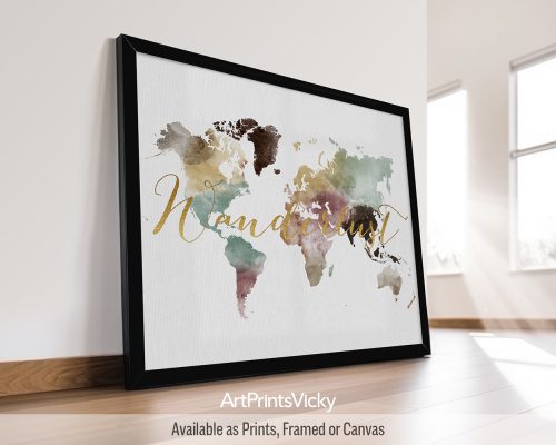 Watercolor 1 world map poster by ArtPrintsVicky