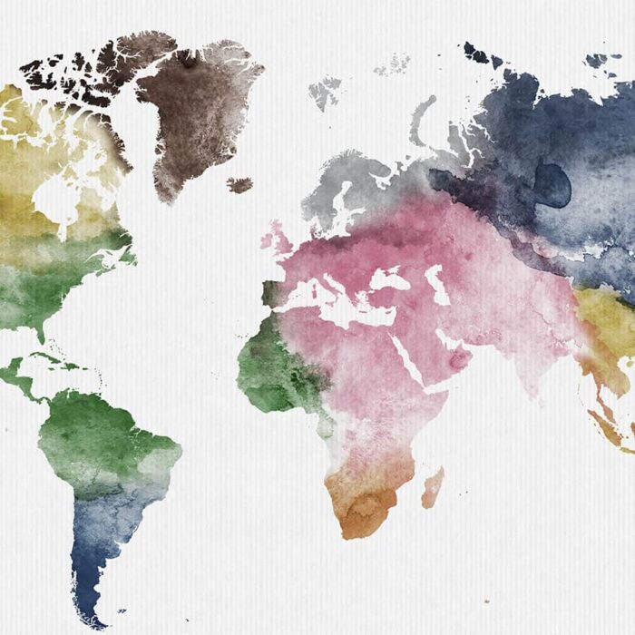 World Map Colorful Watercolor Poster | ArtPrintsVicky