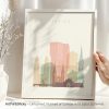 Art print of Zurich cityscape featuring buildings and landmarks in pastel colors.